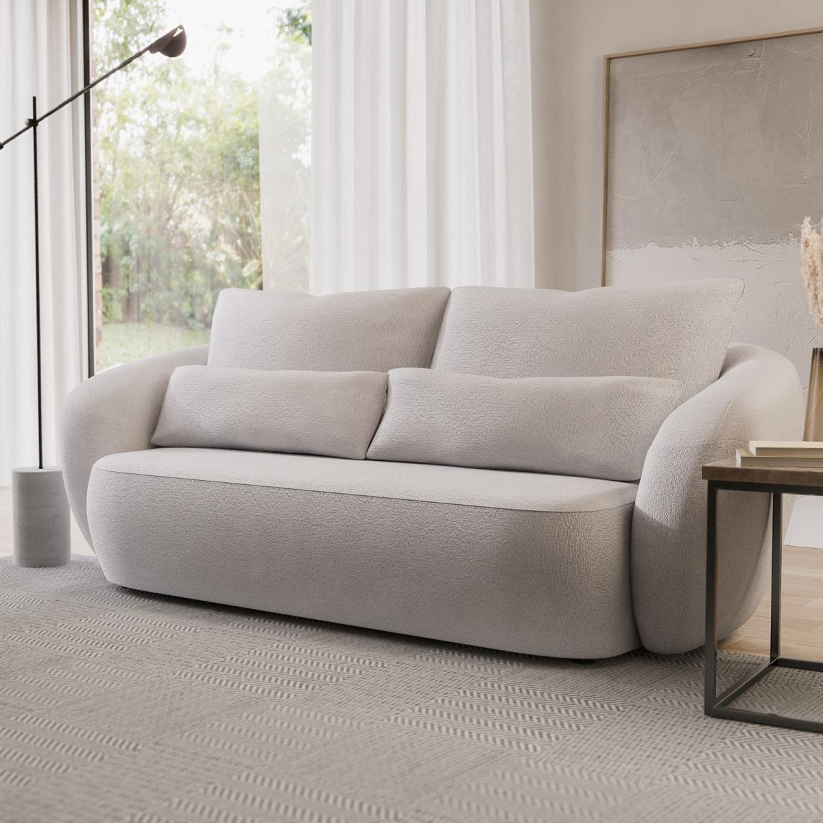 Cream Chenille Fabric 3 Seater Sofa - Vera – image 1