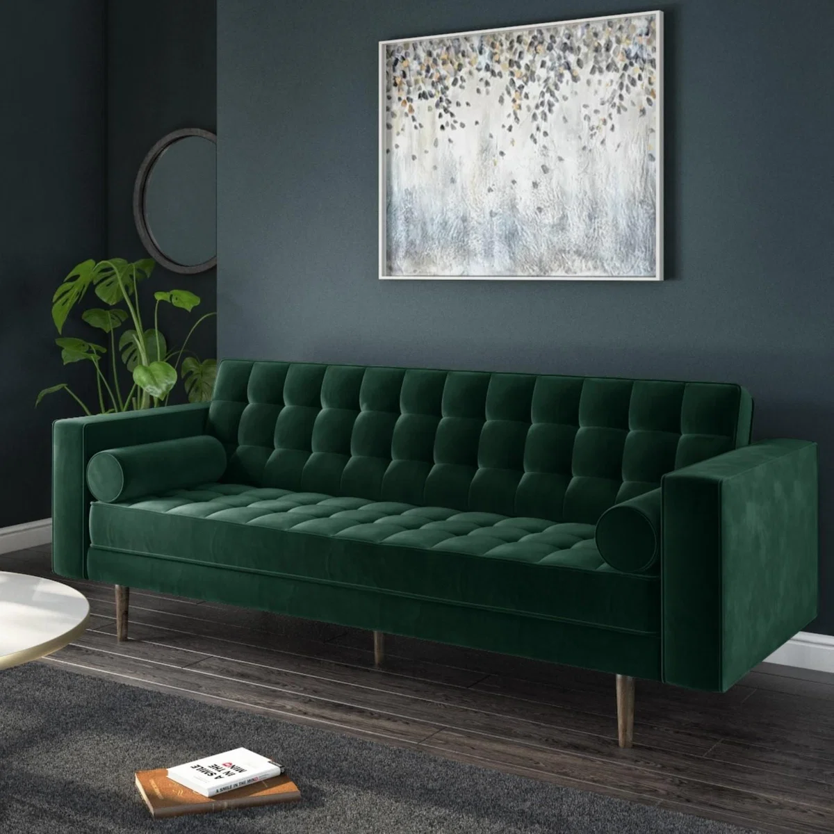 Green Velvet 3 Seater Sofa - Elba – image 1