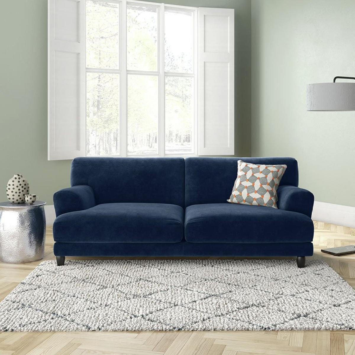 Habitat Askem 3 Seater Velvet Sofa - Ink Blue – image 2