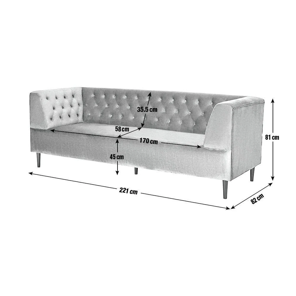 Habitat Blake 3 Seater Velvet Sofa - Navy – image 7