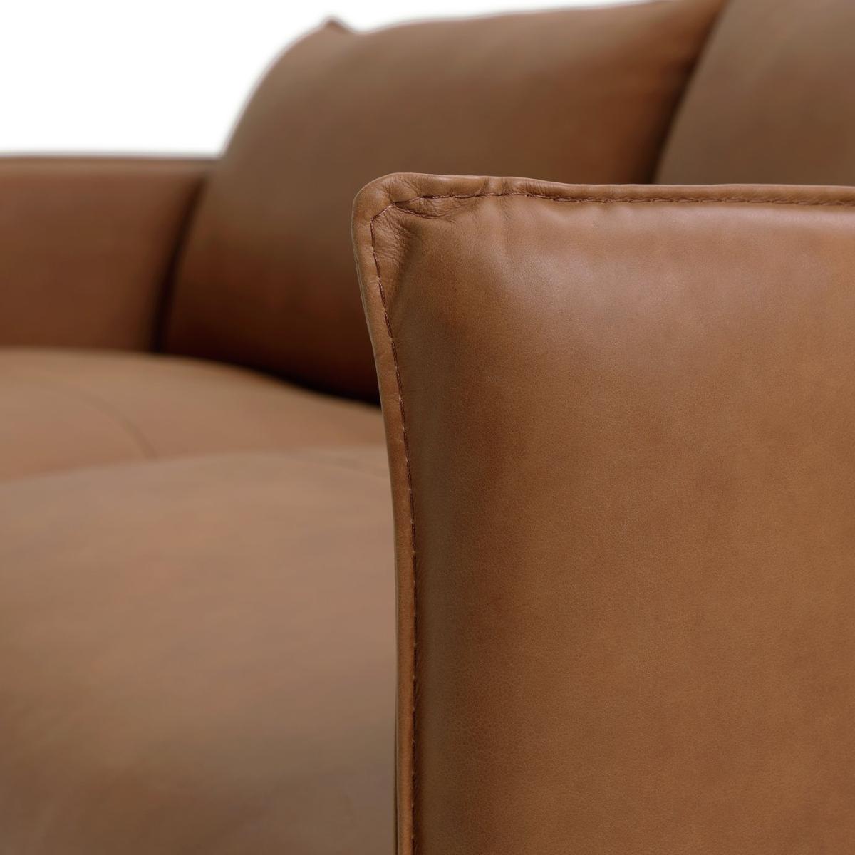 Habitat Moore 3 Seater Leather Sofa - Tan – image 9