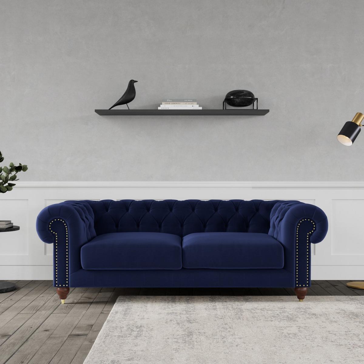 Swoon Winston Velvet 3 Seater Sofa - Ink Blue – image 3