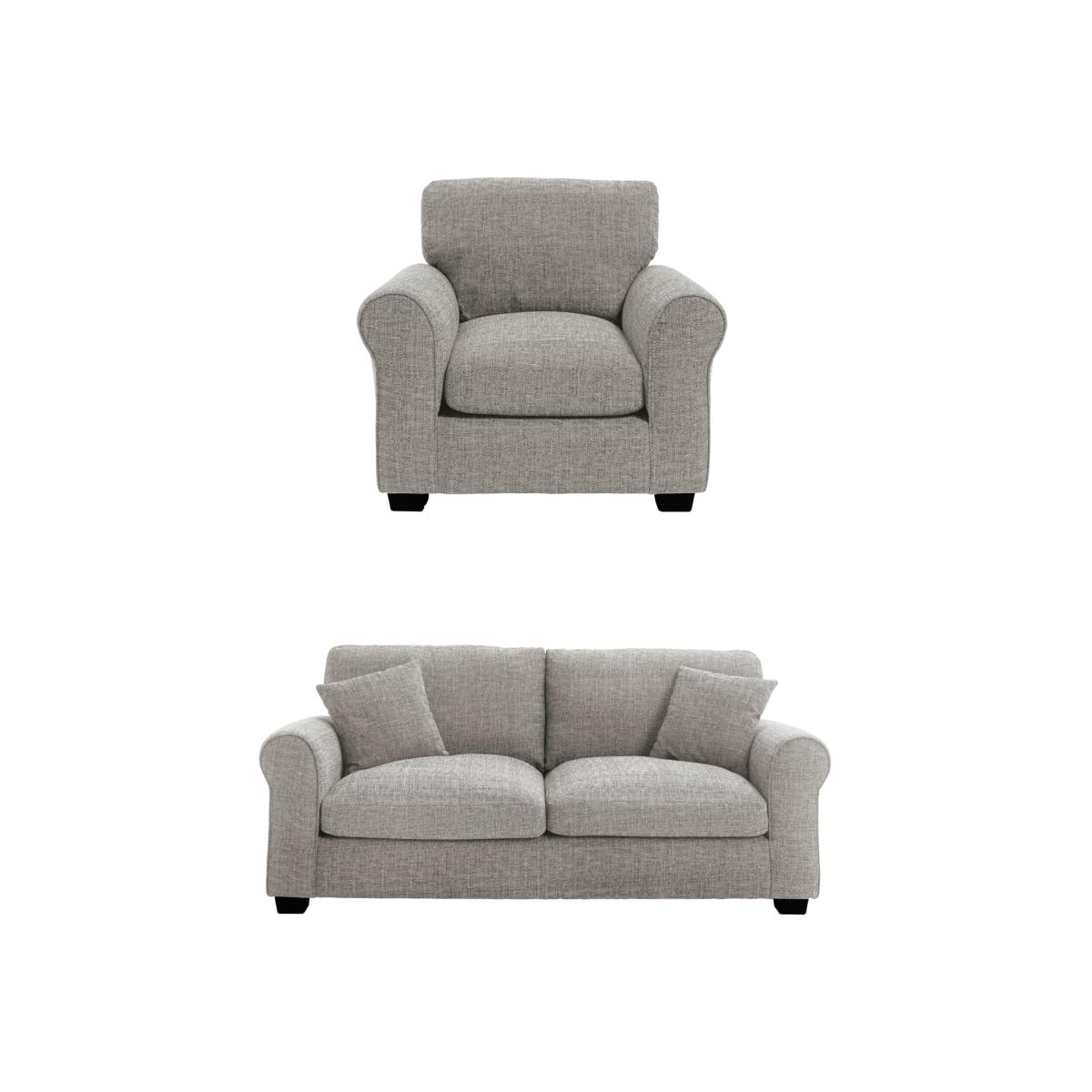 Habitat Lisbon Fabric Chair & 3 Seater Sofa - Grey – image 1