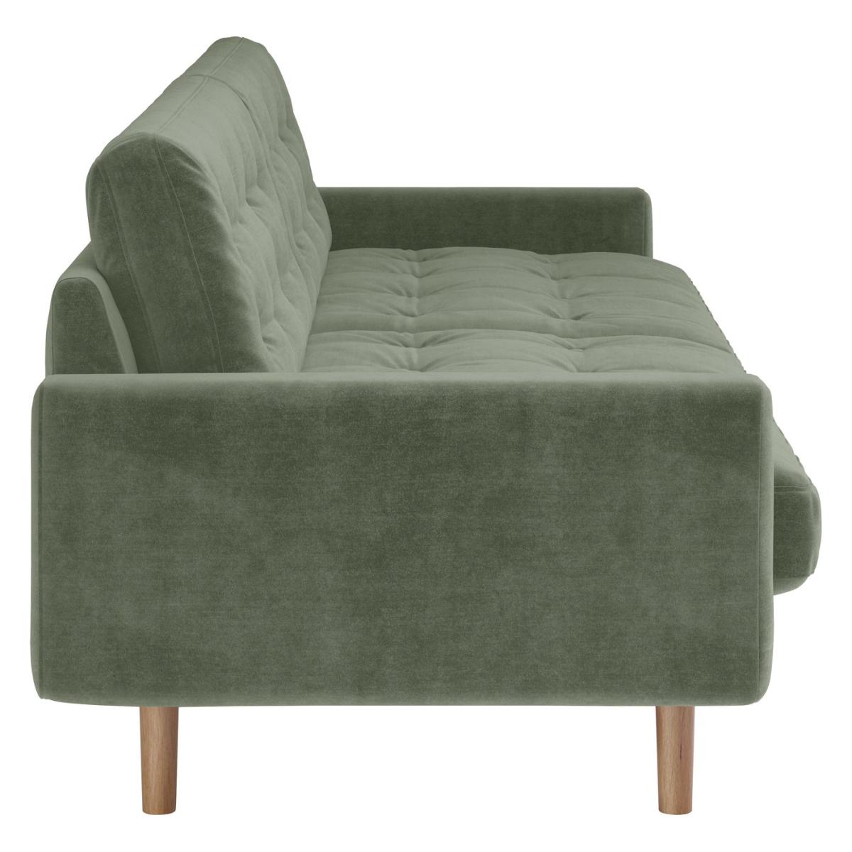 Habitat Fenner Velvet 3 Seater Sofa - Light Feet- Sage Green – image 3