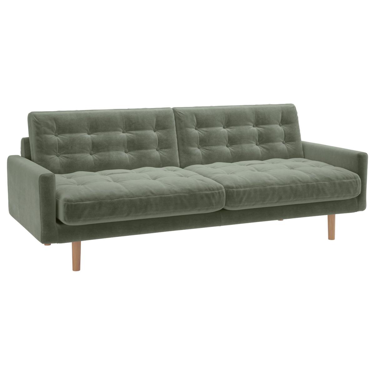 Habitat Fenner Velvet 3 Seater Sofa - Light Feet- Sage Green – image 4