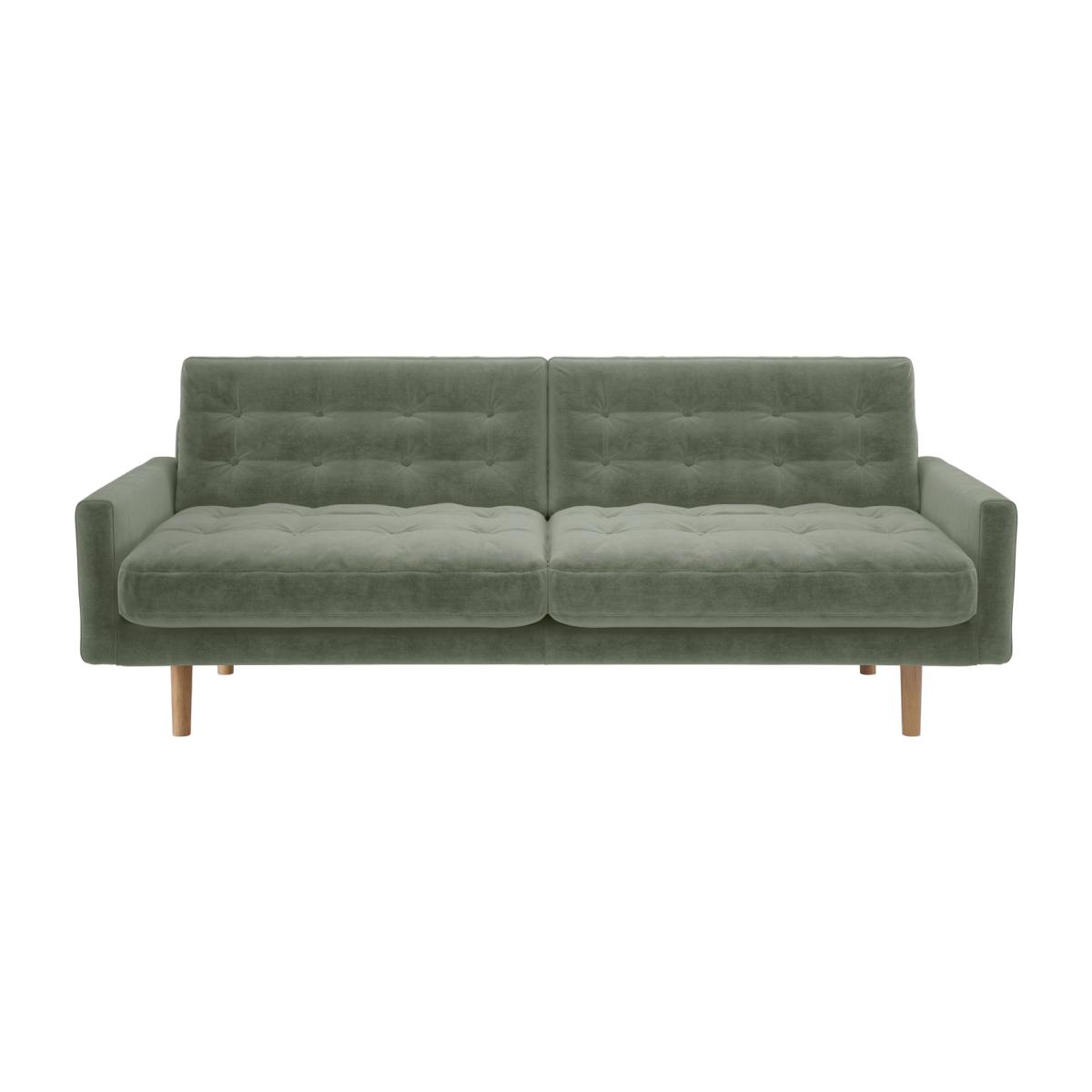 Habitat Fenner Velvet 3 Seater Sofa - Light Feet- Sage Green – image 1