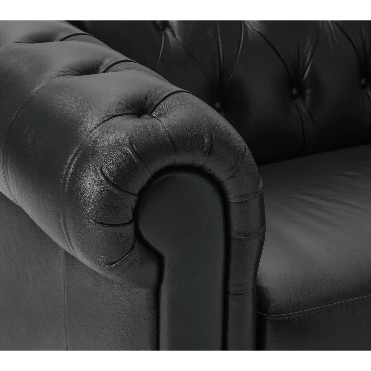 Habitat Chesterfield 3 Seater Leather Sofa - Black – image 6