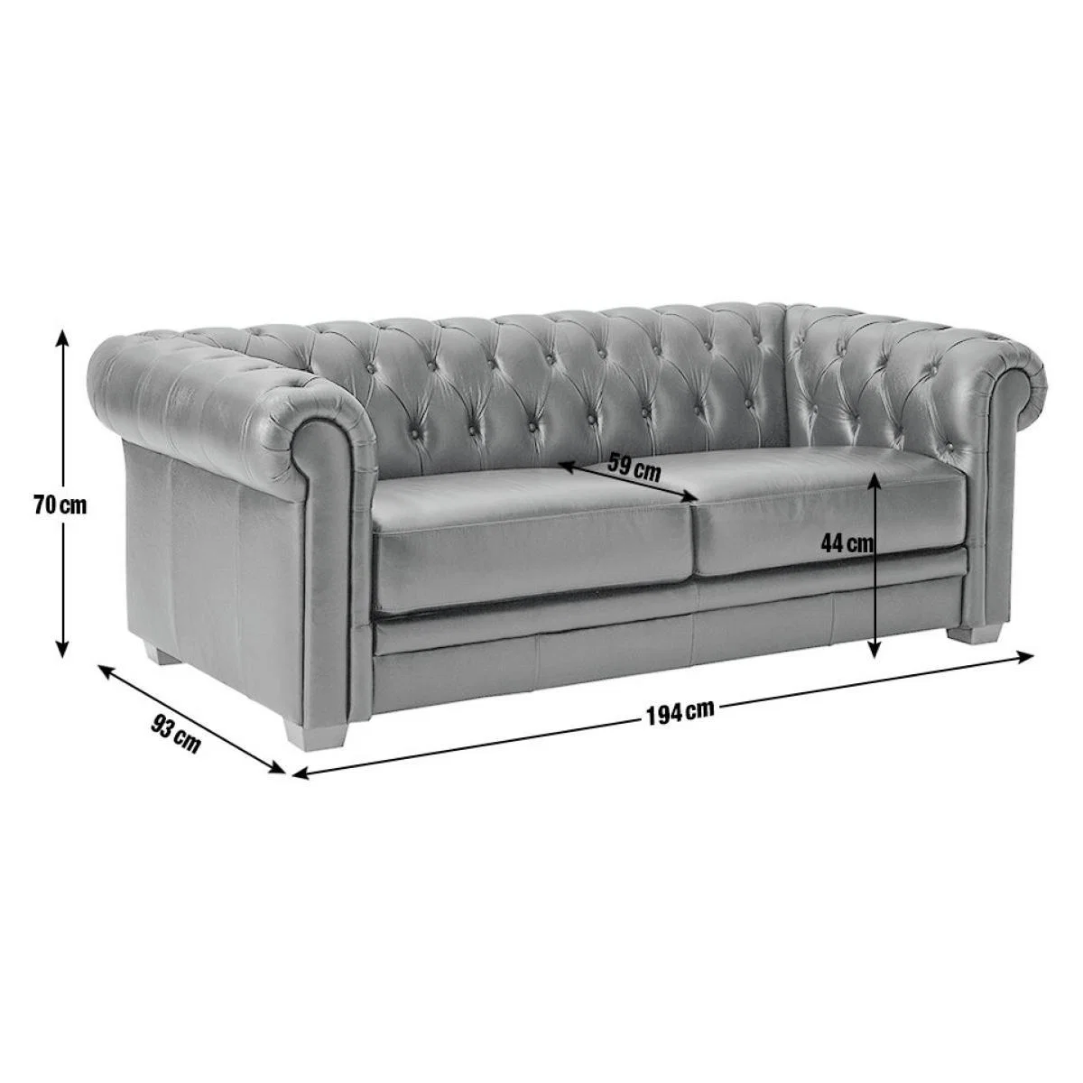 Habitat Chesterfield 3 Seater Leather Sofa - Black – image 8