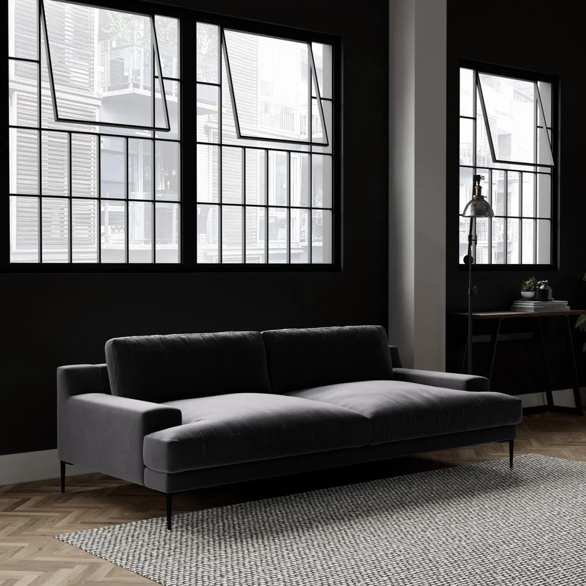 Swoon Almera Velvet 3 Seater Sofa - Granite Grey – image 3