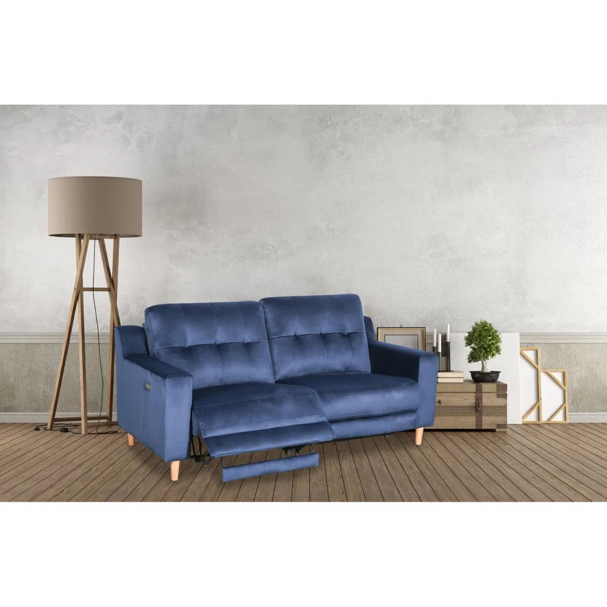 Habitat Emerson 3 Seater Velvet Recliner Sofa - Navy – image 2