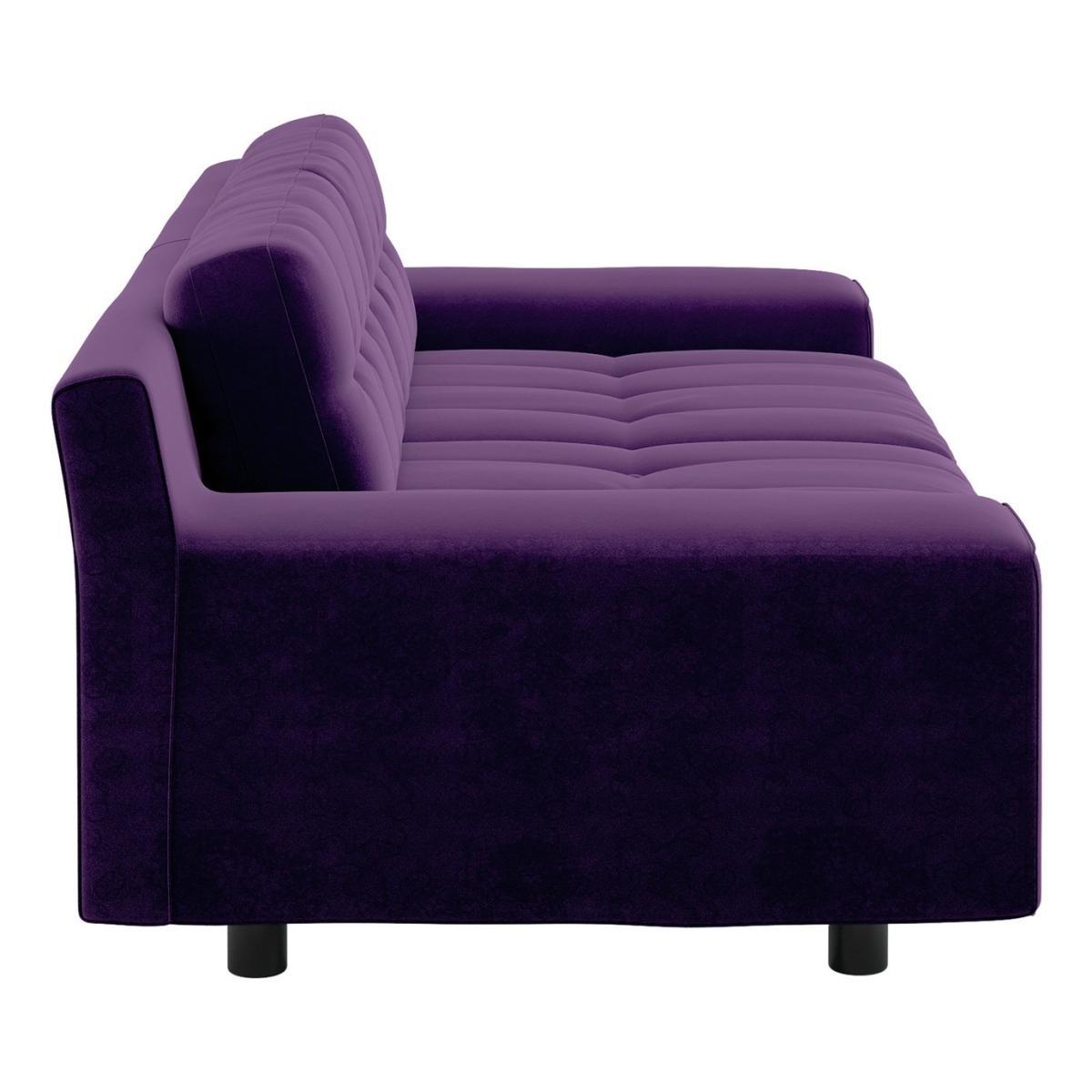 Habitat Hendricks 3 Seater Velvet Sofa - dark purple – image 4