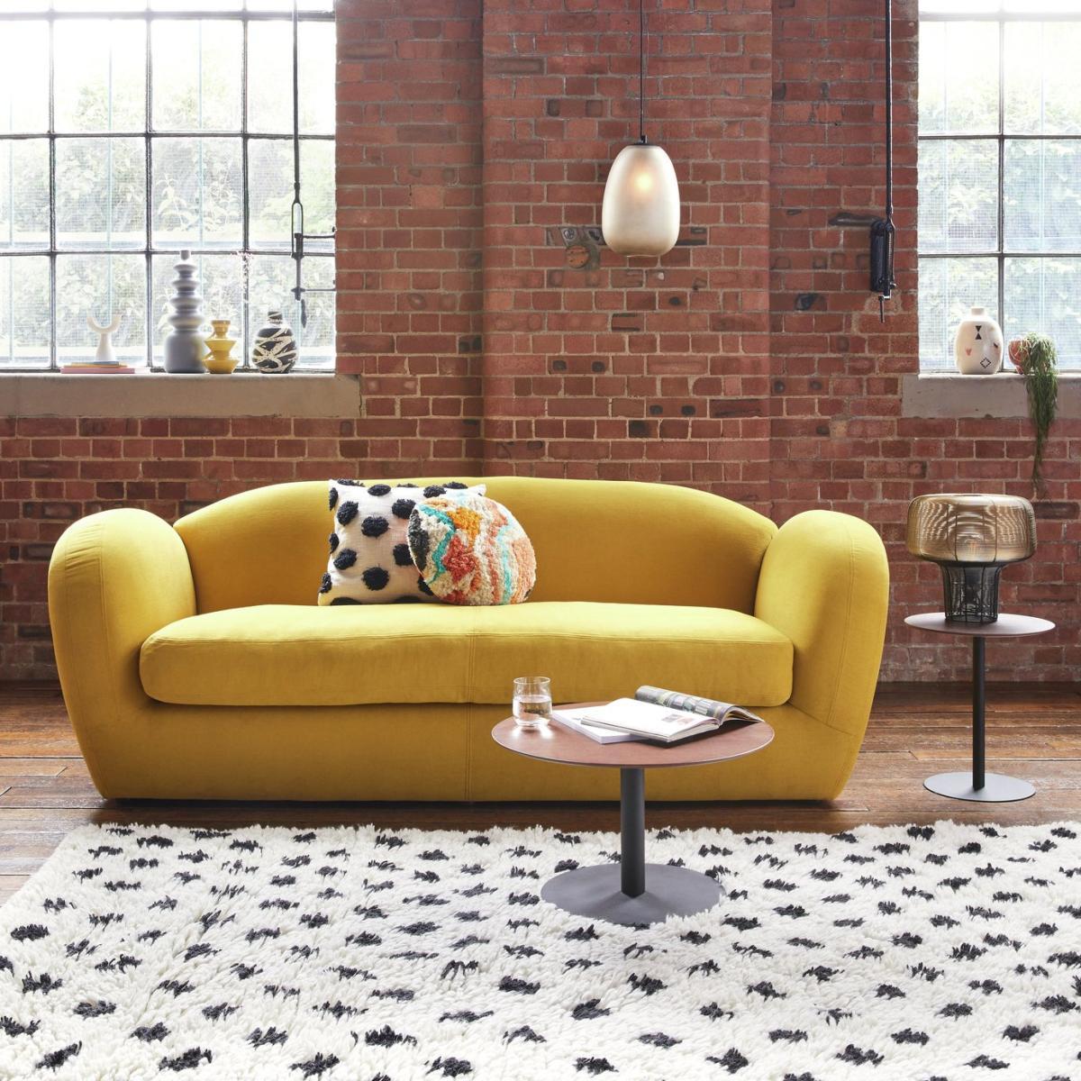 Habitat Layla 3 Seater Velvet Sofa - Yellow – image 2