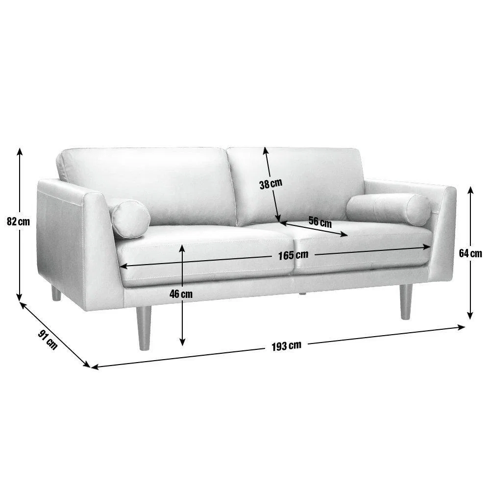 Habitat Jackson 3 Seater Leather Sofa - Grey – image 8