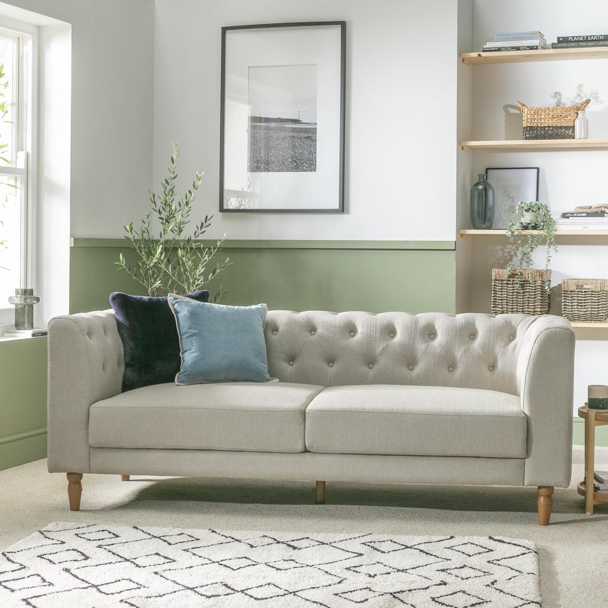 Habitat Barnwell Fabric 3 Seater Sofa - Natural – image 3