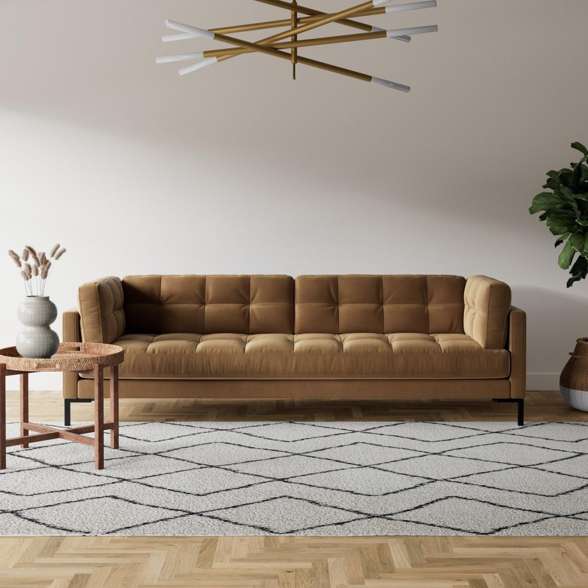 Swoon Landau Velvet 3 Seater Sofa - Biscuit – image 3