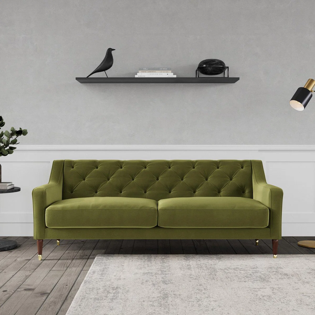 Swoon Pritchard Velvet 3 Seater Sofa - Fern Green – image 3