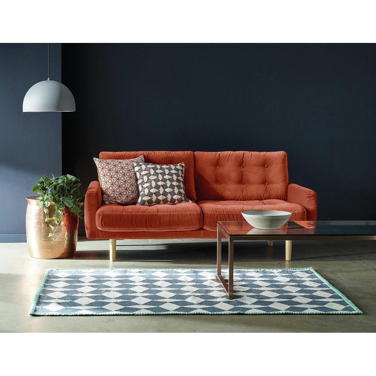 Habitat Fenner 3 Seater Velvet Sofa - Sage – image 3