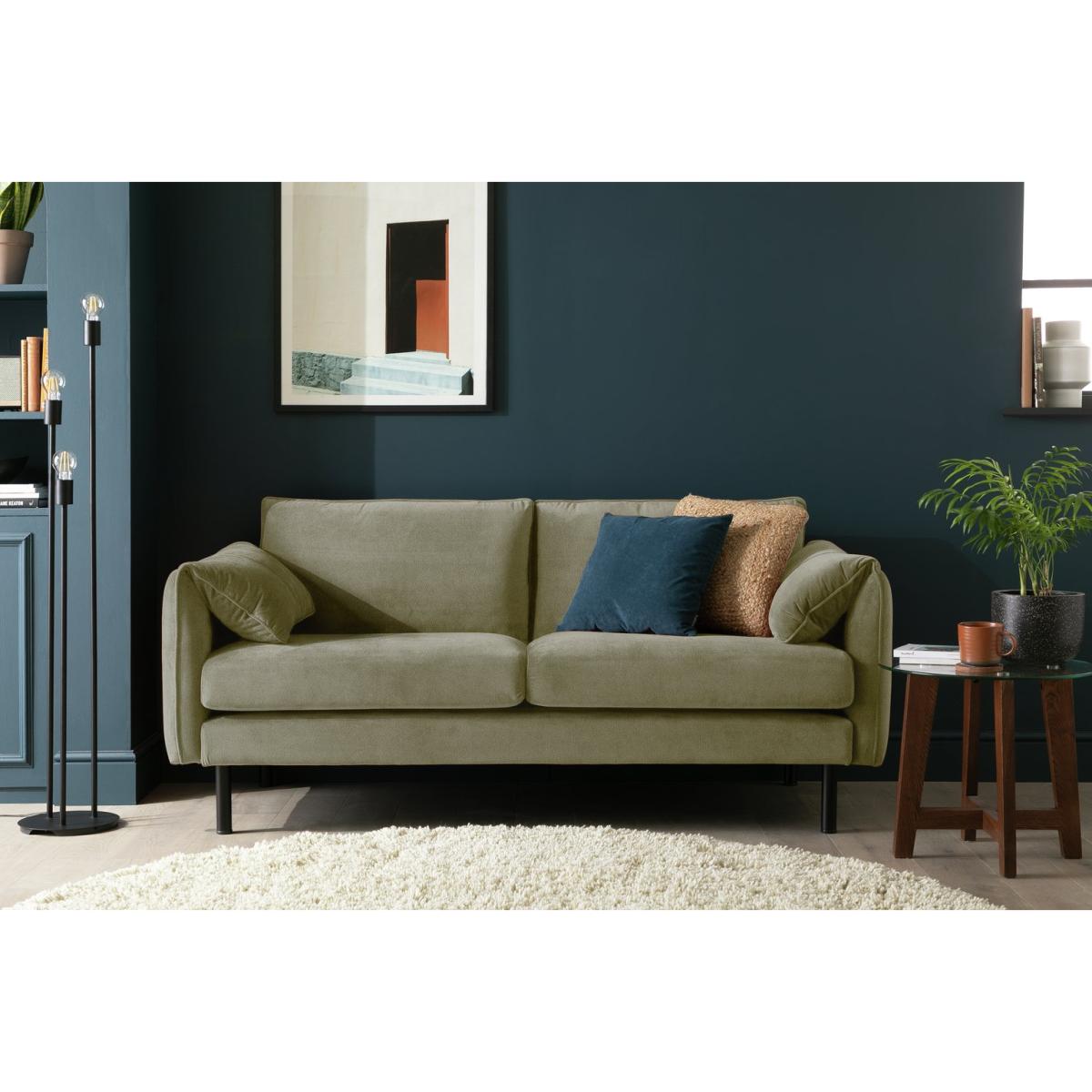 Habitat Bexley Velvet 3 Seater Sofa in a Box - Olive – image 3