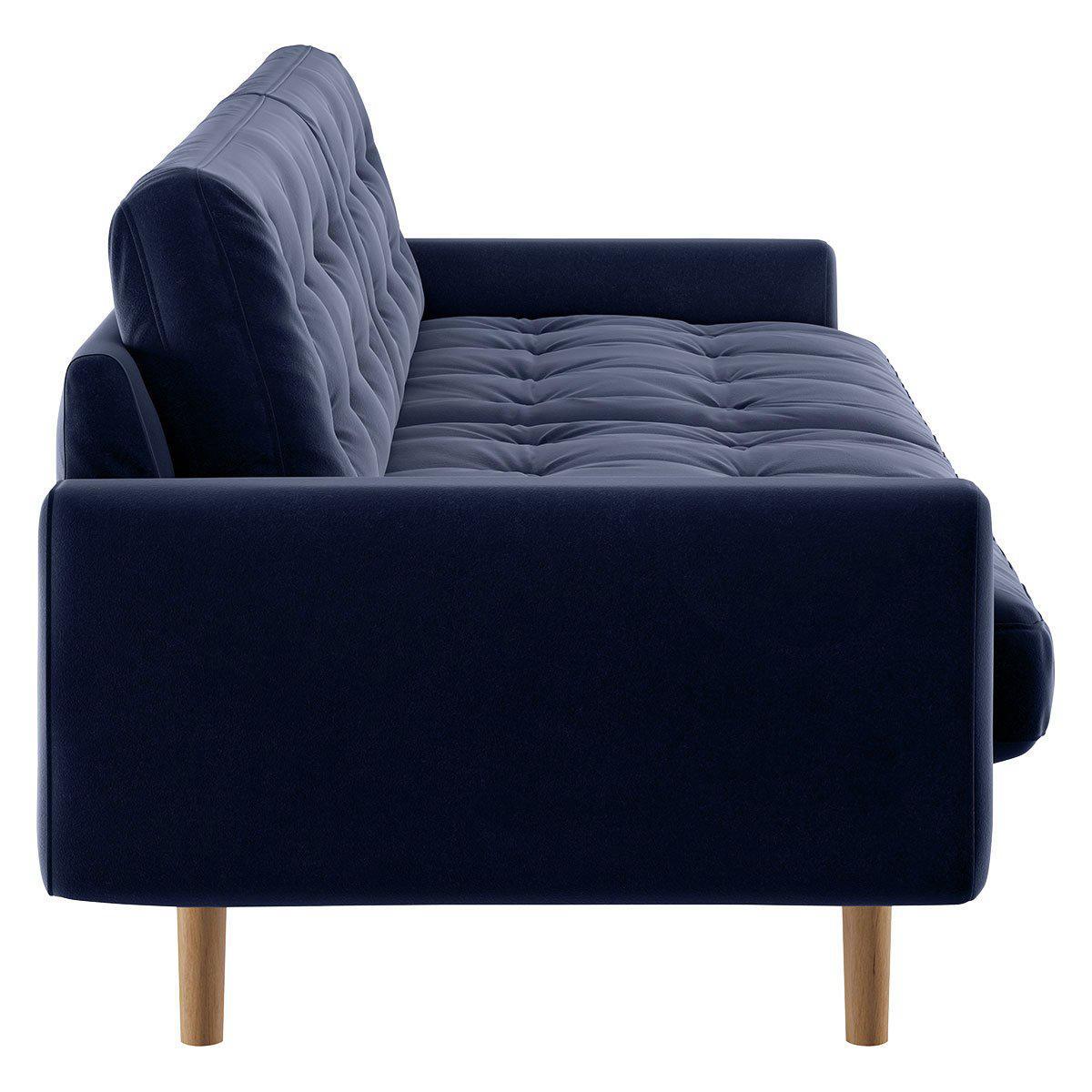 Habitat Fenner 3 Seater Velvet Sofa - Navy – image 5