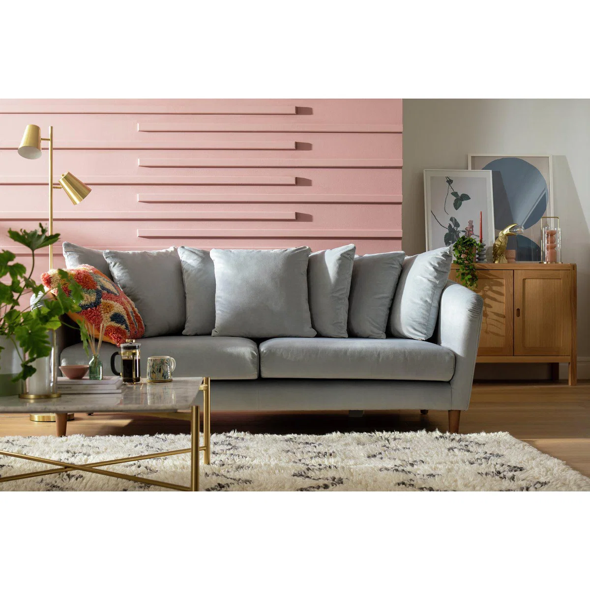 Habitat Roman 3 Seater Fabric Sofa - Blue – image 4