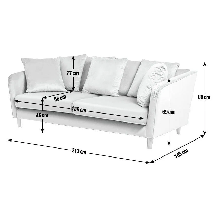 Habitat Roman 3 Seater Fabric Sofa - Blue – image 5
