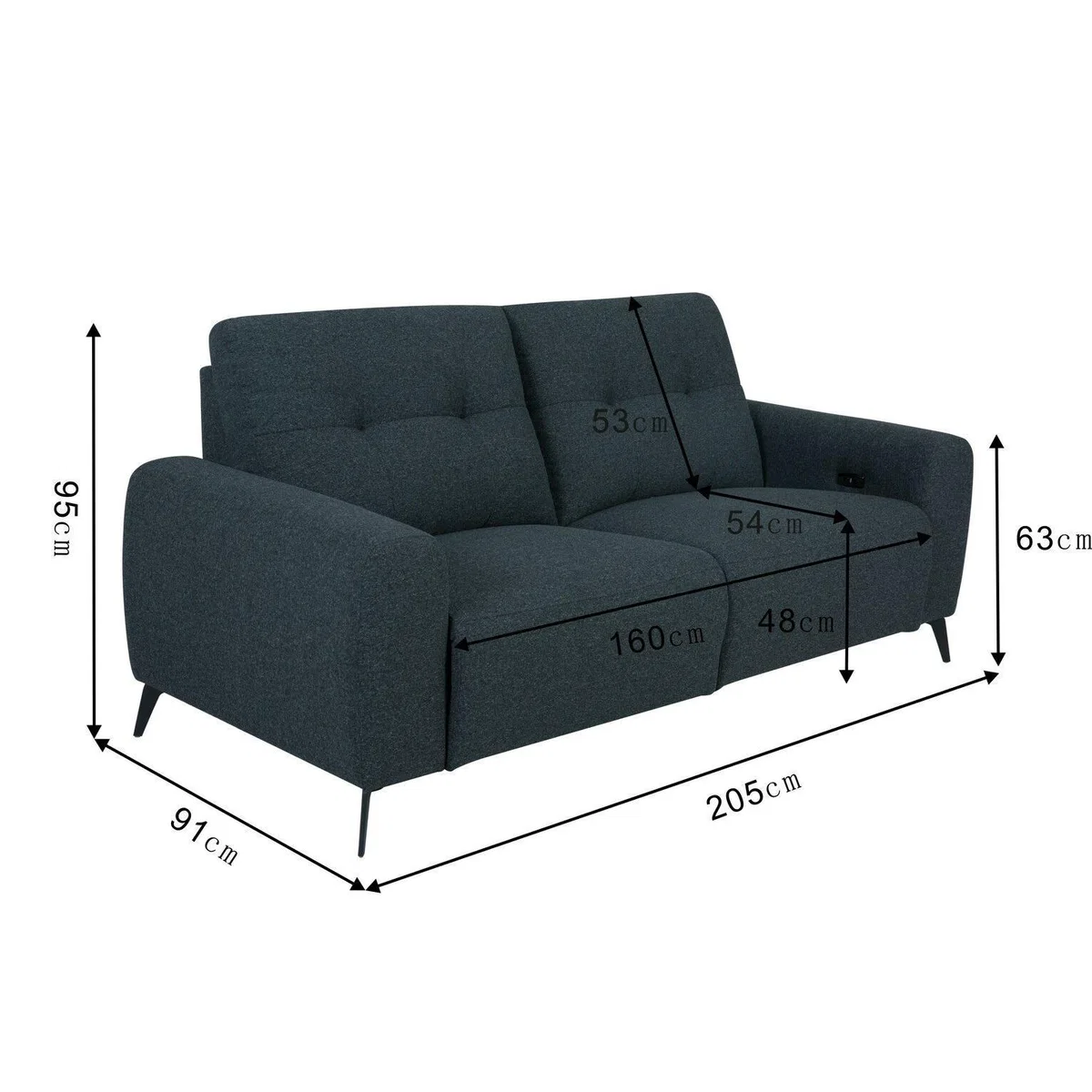 Habitat Ghost 3 Seater Fabric Power Recliner Sofa - Charcoal – image 14