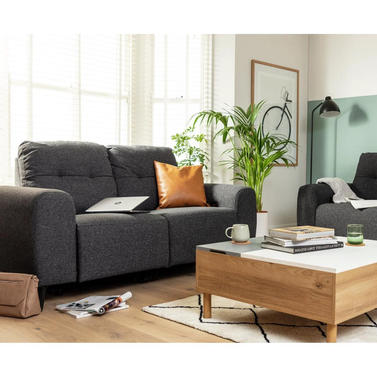 Habitat Ghost 3 Seater Fabric Power Recliner Sofa - Charcoal – image 3