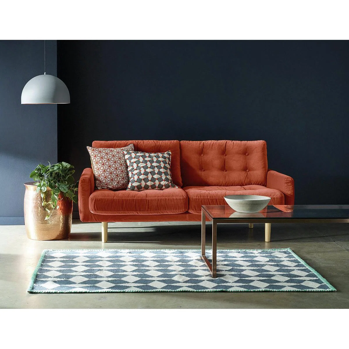 Habitat Fenner 3 Seater Velvet Sofa - dusty rose – image 2