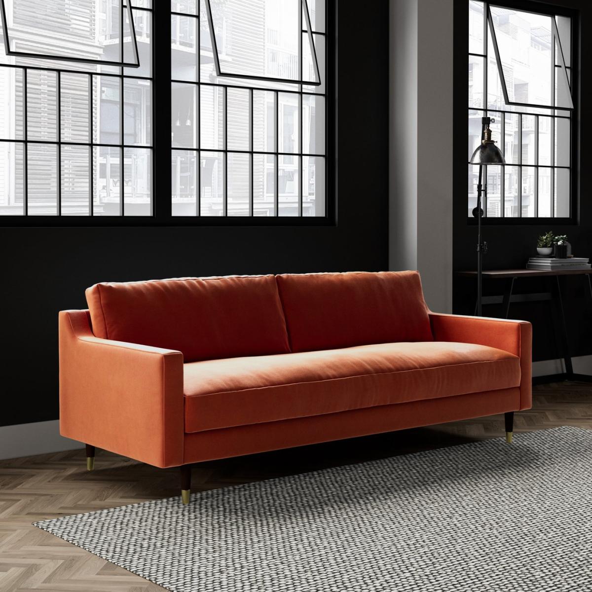 Swoon Rieti Velvet 3 Seater Sofa - Burnt Orange – image 3