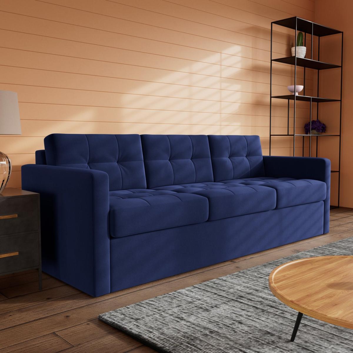 Swoon Berlin Velvet 3 Seater Sofa Bed - Ink Blue – image 2
