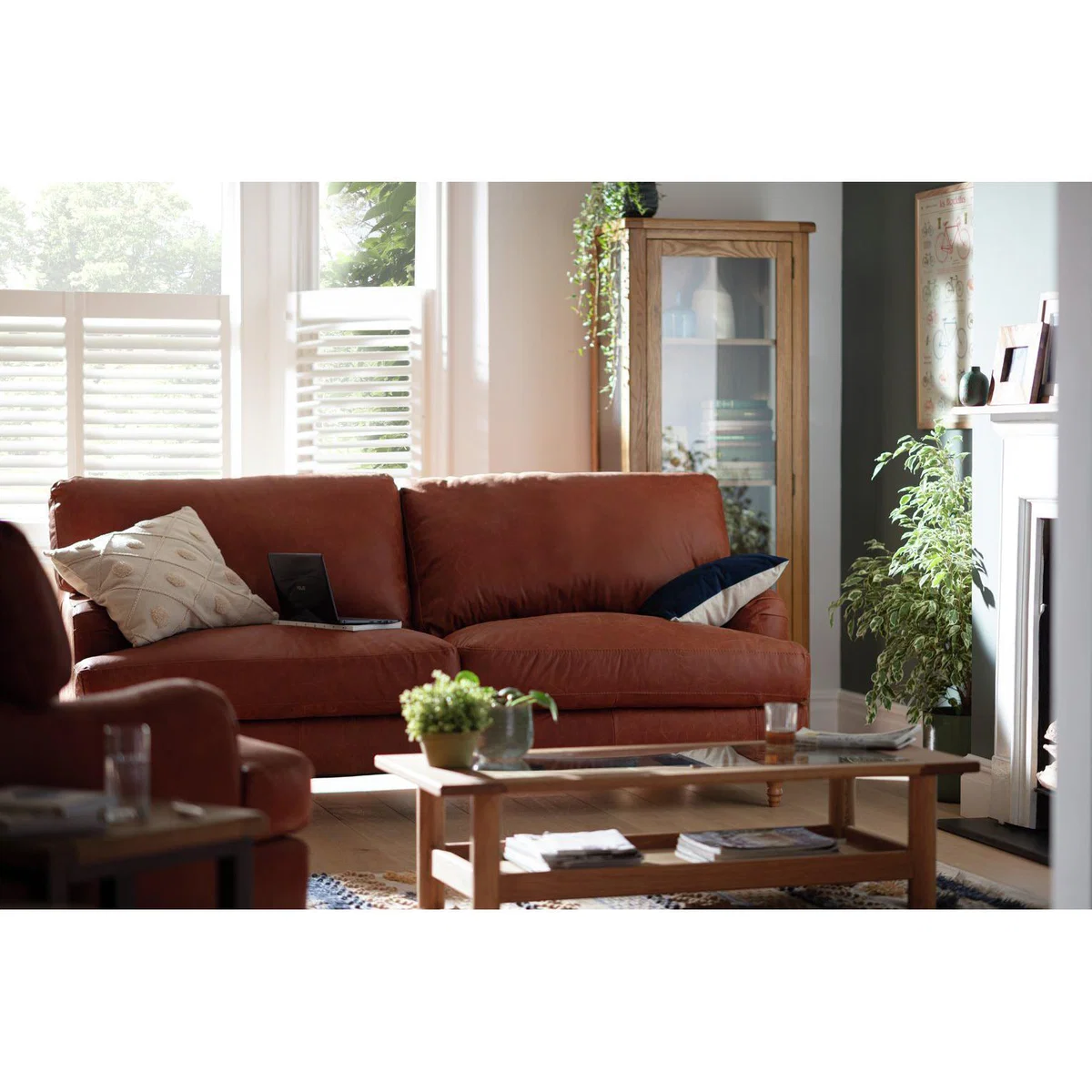 Habitat Livingston 3 Seater Leather Sofa - Tan – image 3