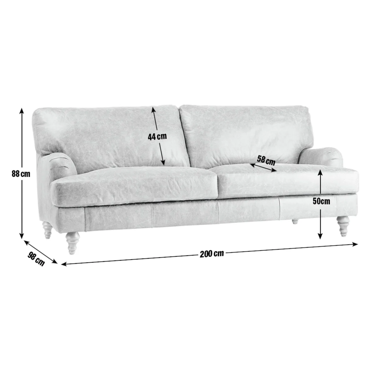 Habitat Livingston 3 Seater Leather Sofa - Tan – image 4