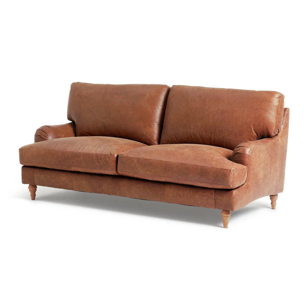 Habitat Livingston 3 Seater Leather Sofa - Tan – image 6