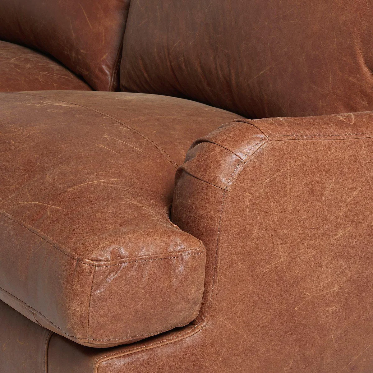 Habitat Livingston 3 Seater Leather Sofa - Tan – image 9