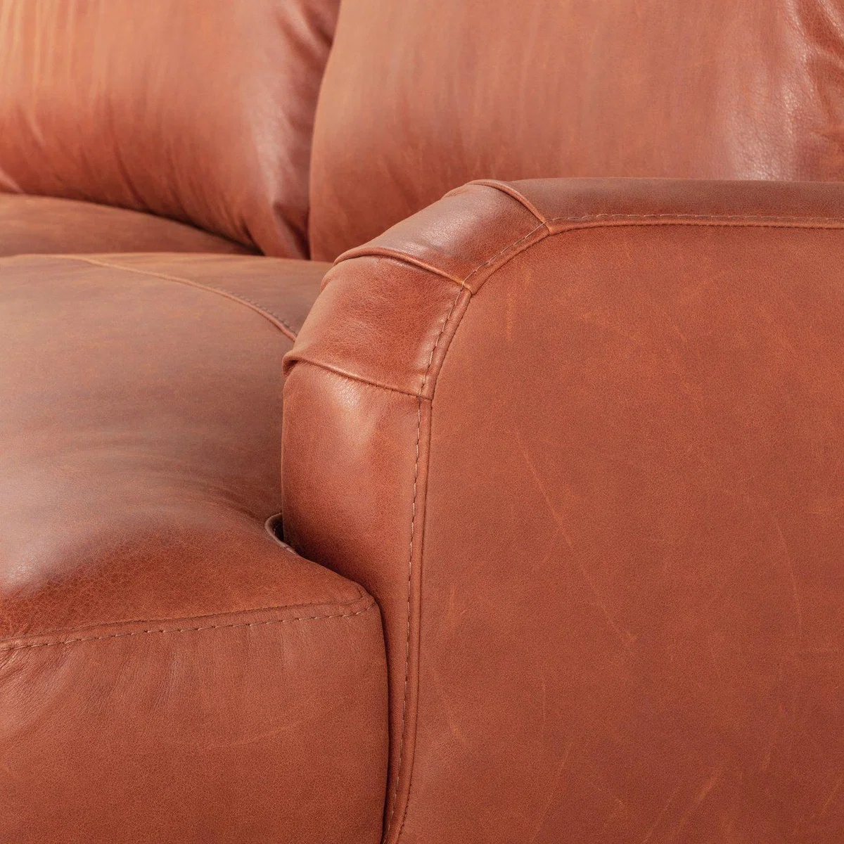Habitat Livingston 3 Seater Leather Sofa - Tan – image 10