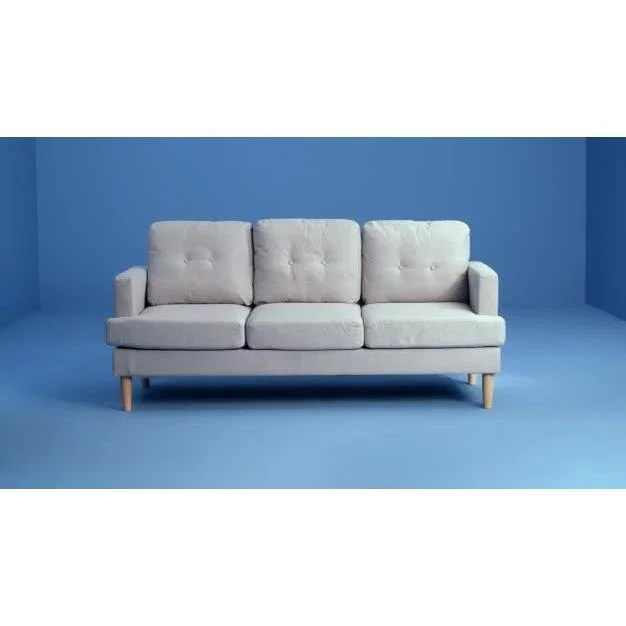Habitat Joshua 3 Seater Fabric Sofa - Light Grey – image 2