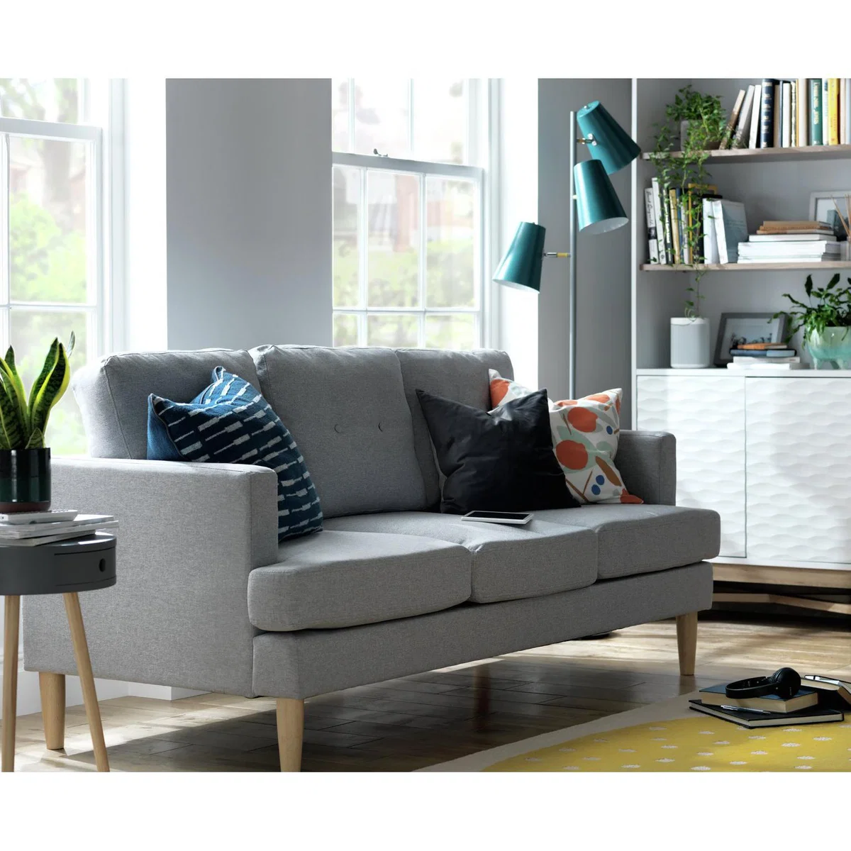 Habitat Joshua 3 Seater Fabric Sofa - Light Grey – image 3