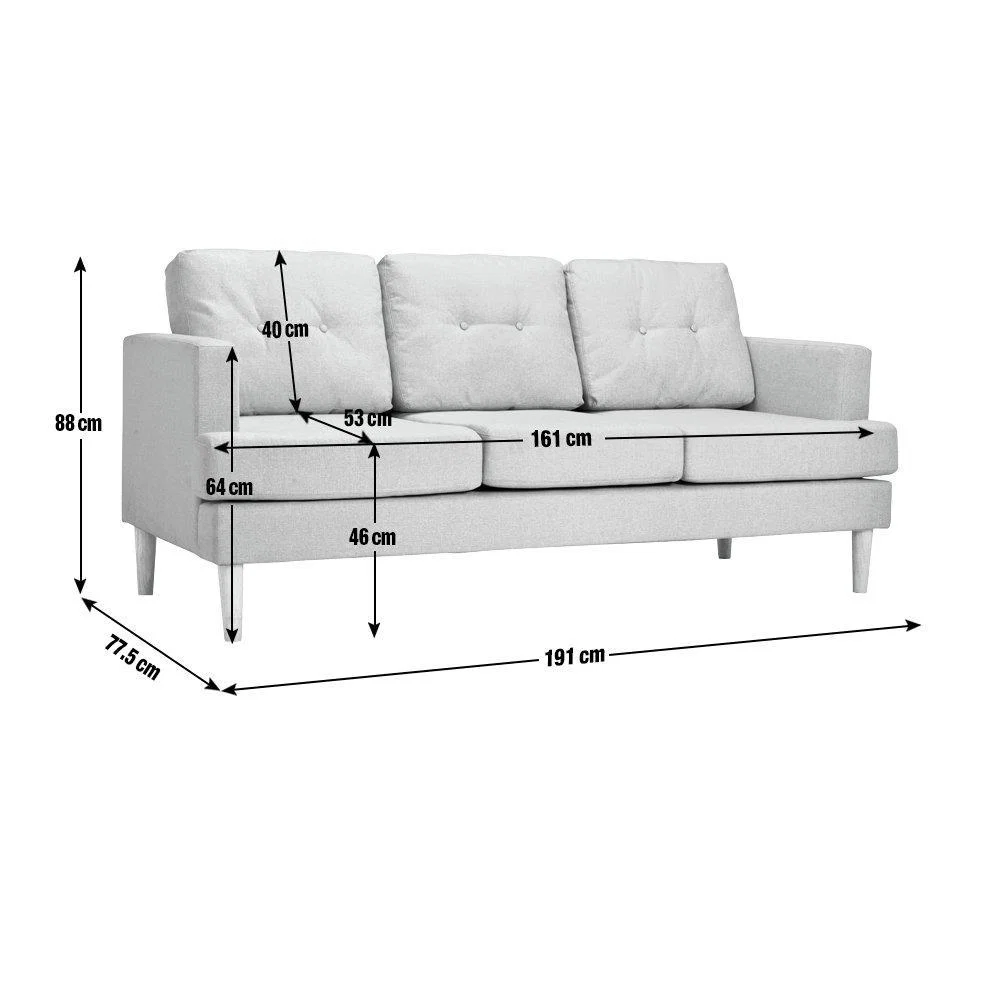 Habitat Joshua 3 Seater Fabric Sofa - Light Grey – image 9