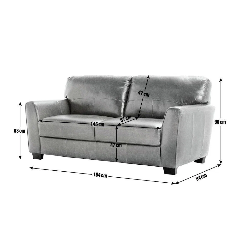 Habitat Milford 3 Seater Leather Sofa - Black – image 2