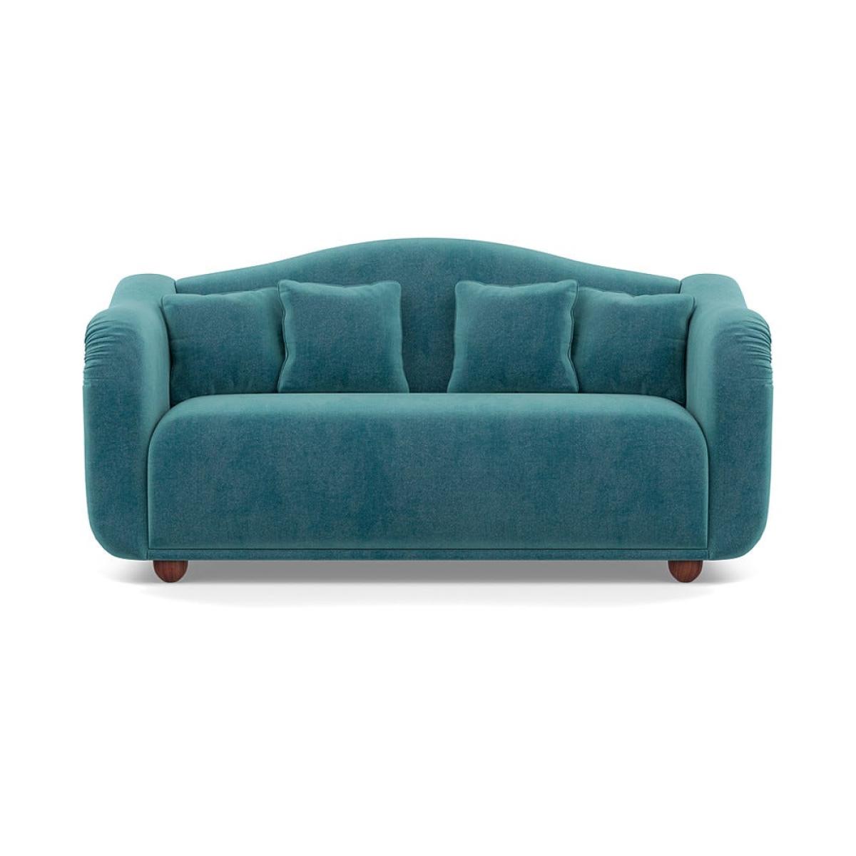 Heal's Tetbury 3 Seater Sofa Smart Luxe Velvet Airforce Blue Walnut Stained Beech Feet – image 2