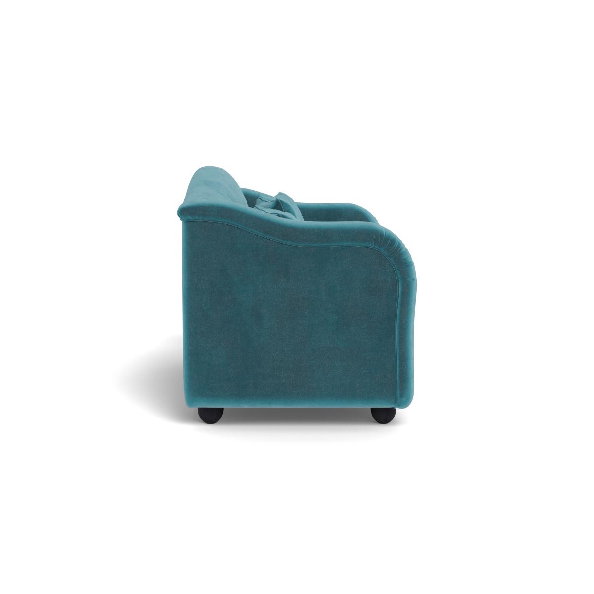 Heal's Tetbury 3 Seater Sofa Smart Luxe Velvet Airforce Blue Walnut Stained Beech Feet – image 4