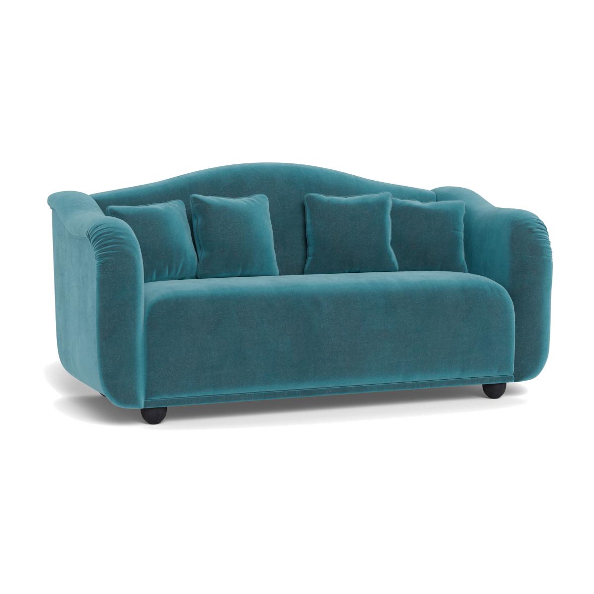 Heal's Tetbury 3 Seater Sofa Smart Luxe Velvet Airforce Blue Walnut Stained Beech Feet – image 1