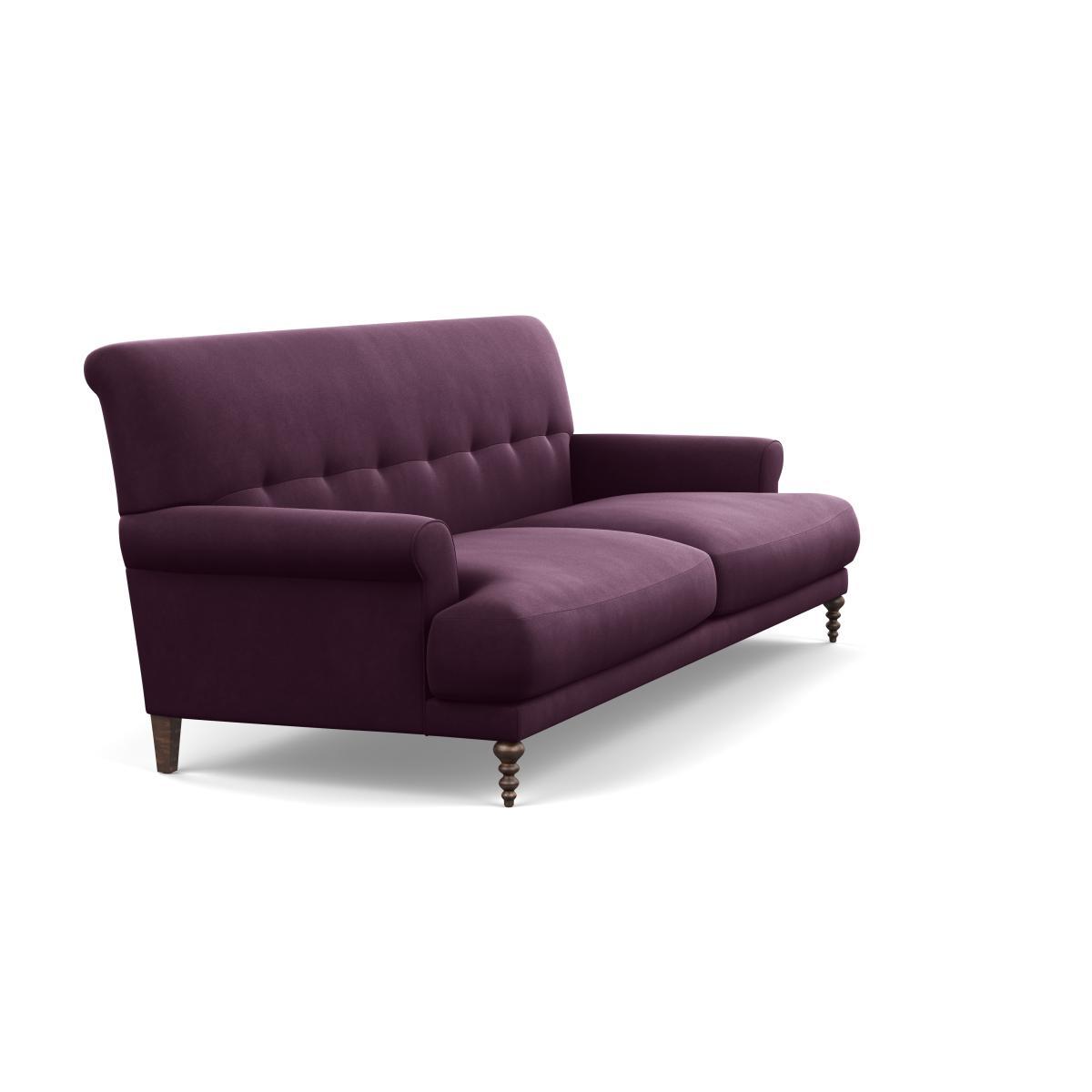 Heal's Oscar 3 Seater Informal Sofa Velvet Grape Walnut Feet - Heal's UK Furniture – image 2