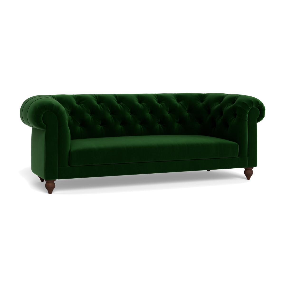 Heal's Fitzrovia 3 Seater Sofa Smart Velvet Forest Natural Feet - Heal's UK Furniture – image 1