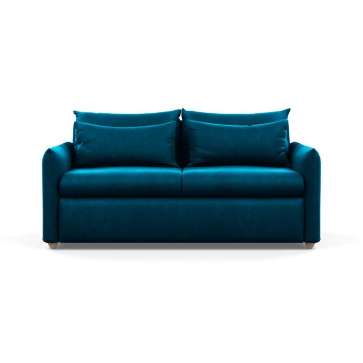 Heal's Pillow 3 Seater Sofa Bed Smart Linen Navy Stained Oak Feet - Heal's UK Furniture – image 26
