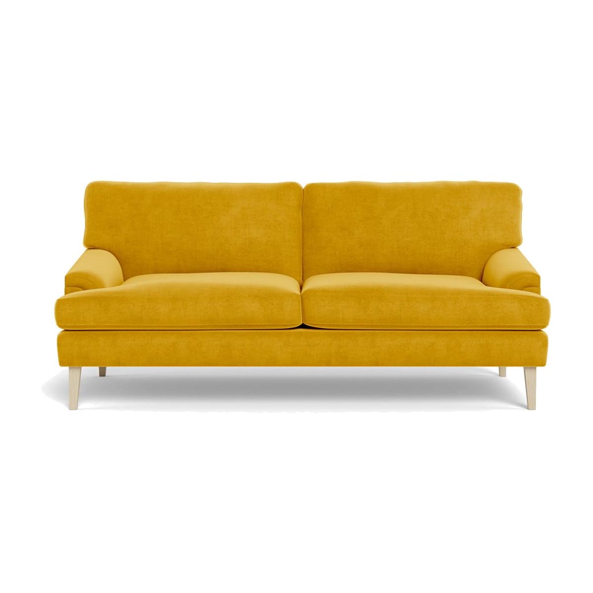 Heal's Stanton 3 Seater Sofa Smart Luxe Velvet Canary Natural Feet