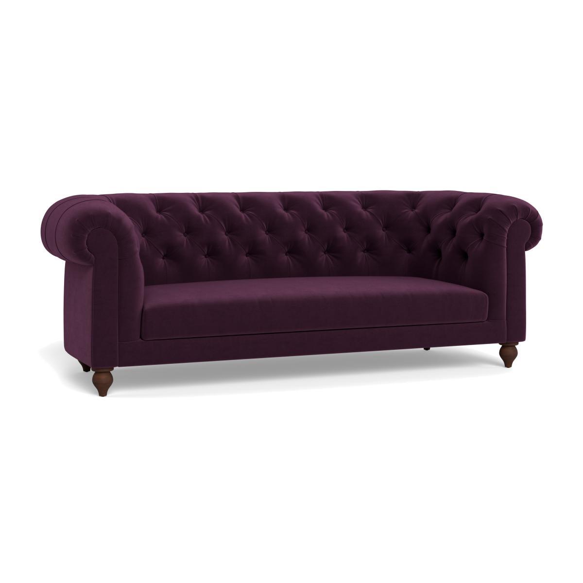 Heal's Fitzrovia 3 Seater Sofa Velvet Grape Chestnut Stain Feet - Heal's UK Furniture – image 1
