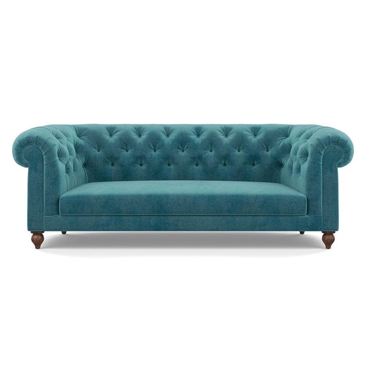 Heal's Fitzrovia 3 Seater Sofa Smart Luxe Velvet Mineral Blue Black Feet – image 17