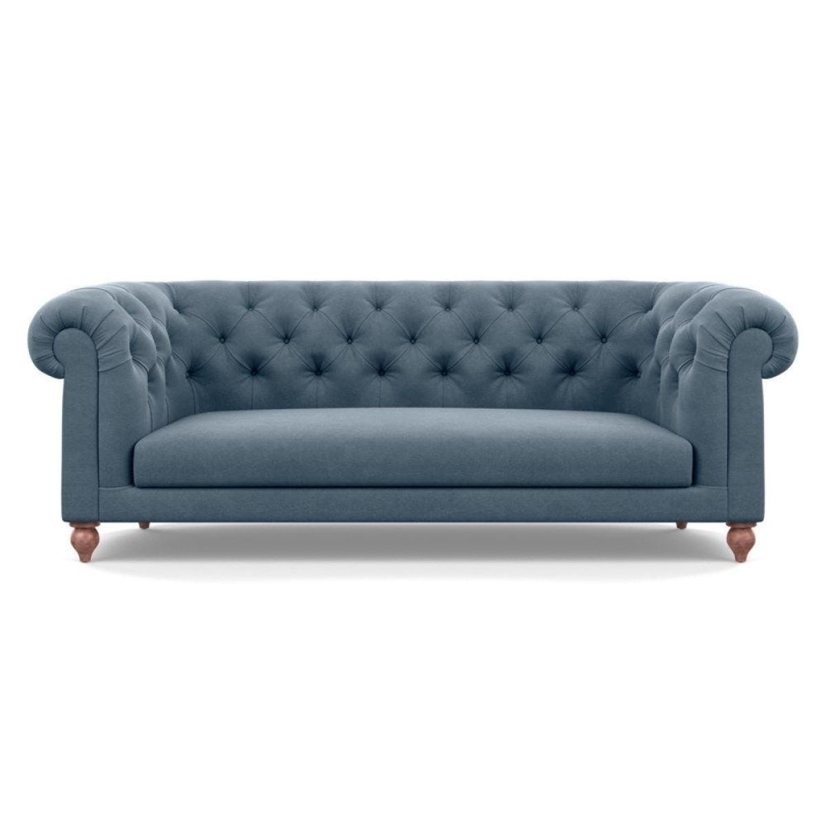 Heal's Fitzrovia 3 Seater Sofa Smart Luxe Velvet Mineral Blue Black Feet – image 3