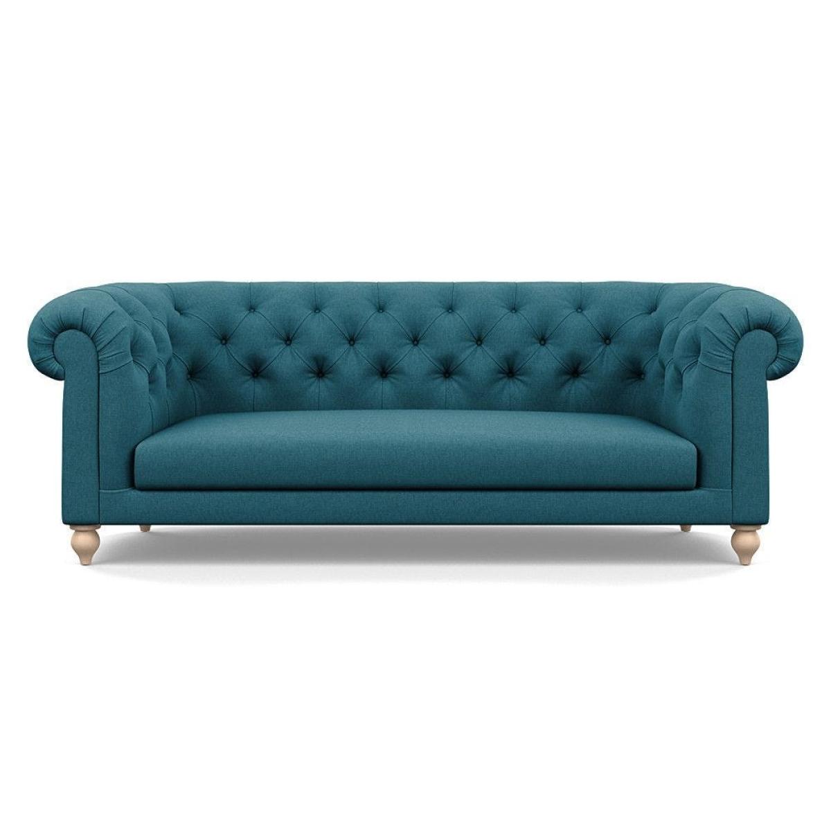 Heal's Fitzrovia 3 Seater Sofa Smart Luxe Velvet Mineral Blue Black Feet – image 29
